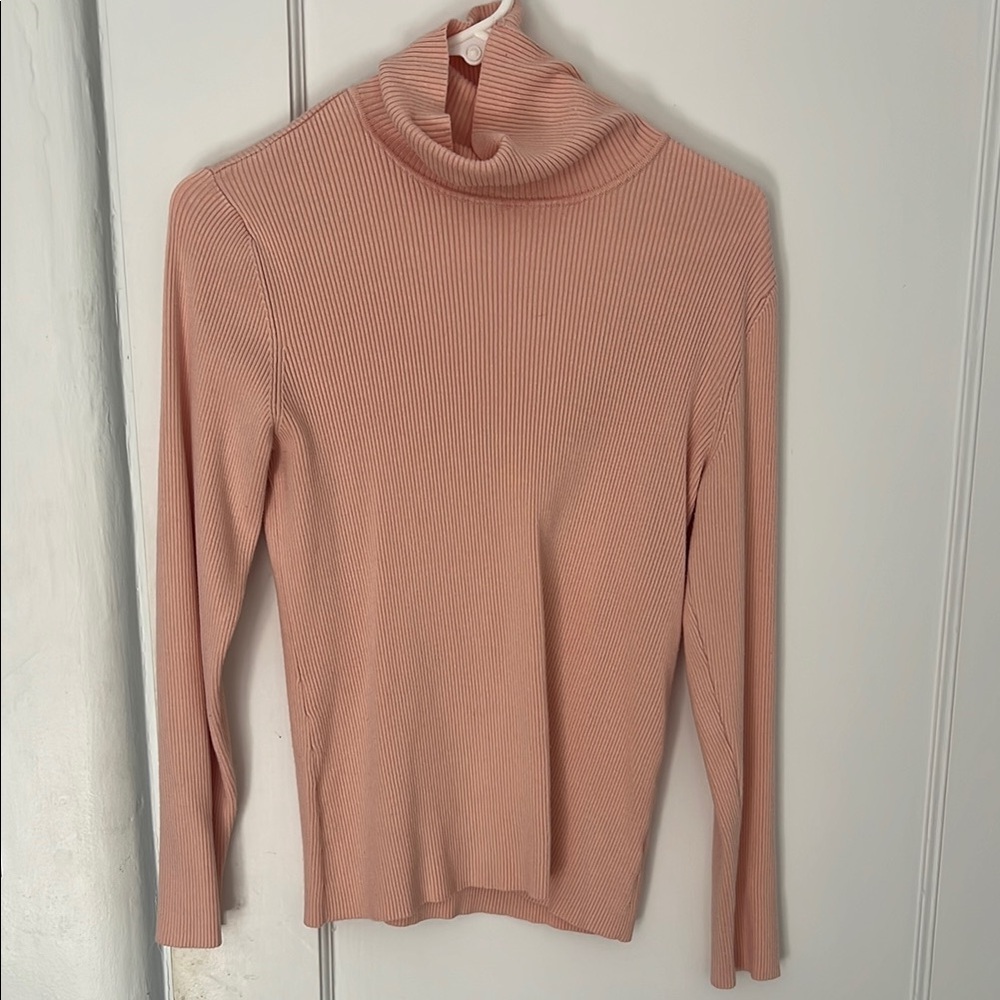 Coldwater Creek Pink Cowl Turtleneck Sweater Lightweight Knit